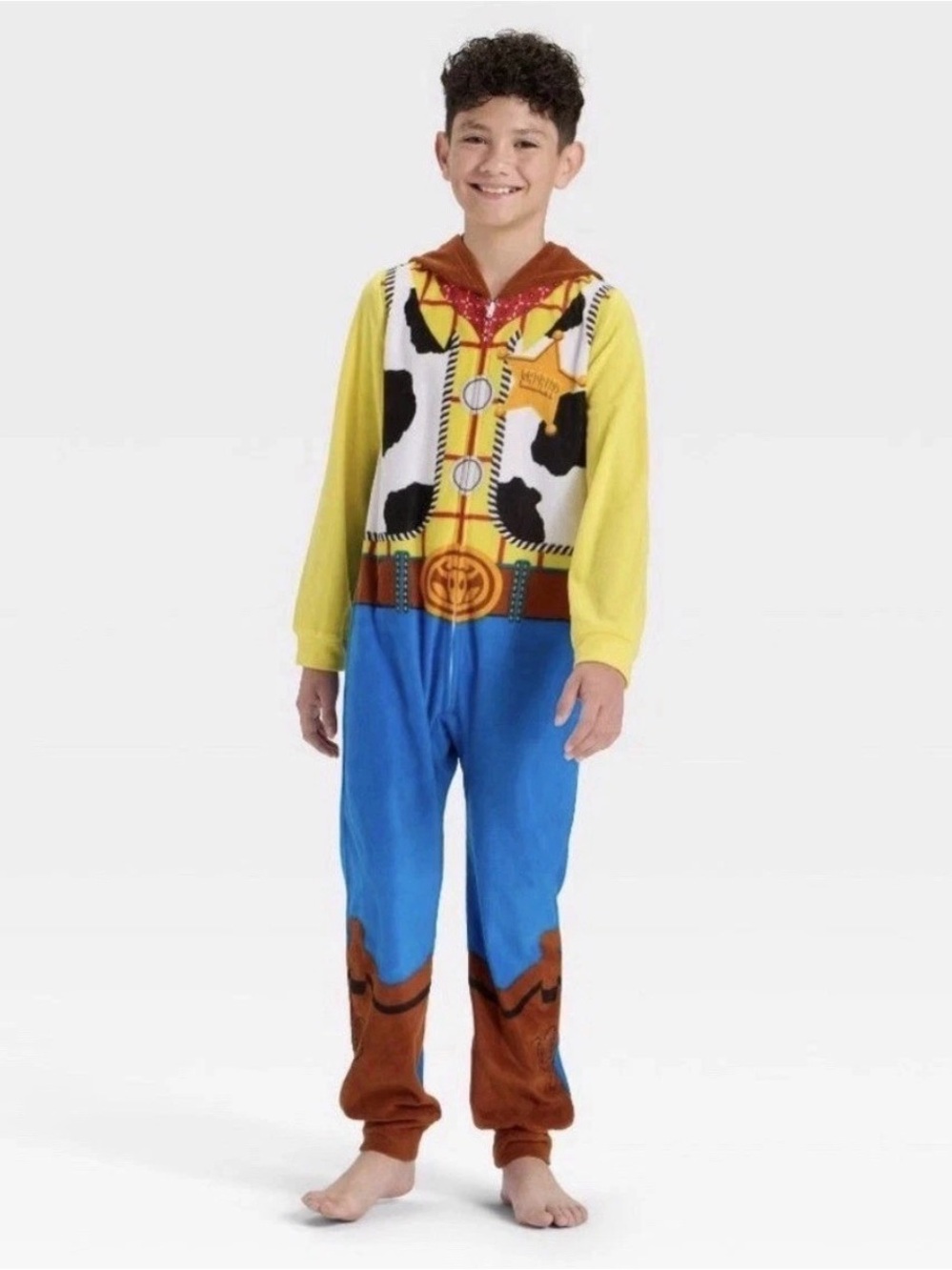 Kids Yellow & Blue Cowboy Costume with Hood